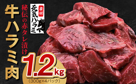 【ふるなび限定】牛ハラミ肉 1.3kg（300g×4 + 牛すじ 100g）秘伝の赤タレ漬け 訳あり サイズ不揃い FN-Limited
