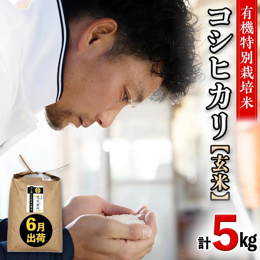令和7年産 ＜ 6月出荷 ＞ 玄米 5kg 三百年 続く農家 の 有機特別栽培米 コシヒカリ