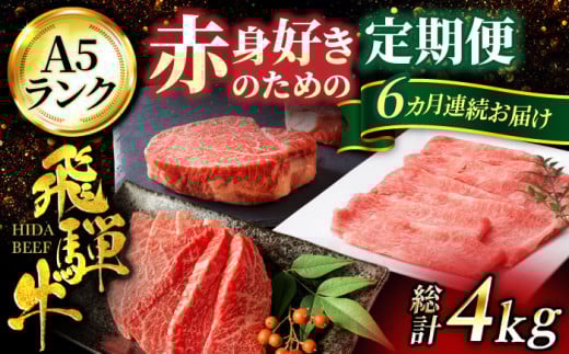 【6回定期便】赤身 好きのための 飛騨牛 A5ランク コース約4人前【有限会社マルゴー】和牛 霜降り 焼肉 モモ肉 ヒレ肉 [MBE027]