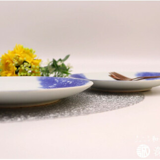 有田焼 BLUE ESPUMA / 6.5寸皿 2枚（深海三龍堂） 食器 おしゃれ スタイリッシュ シンプル モダン 青い器 A20-452_イメージ3