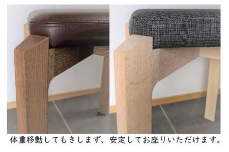 木製スツール【座面：フェイクレザーブラック／木部：ホワイトカラー】
