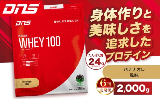 【定期便6回】DNS プロテインホエイ 100 バナナオレ 風味 2,000g  | プロテイン ホエイプロテイン バナナ オレ 人気 高たんぱく ダイエット 置き換え 栃木県 送料無料