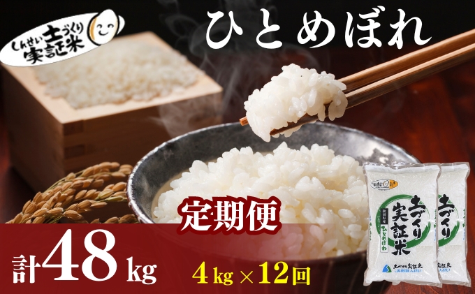 米 定期便 全12回 秋田県産 ひとめぼれ 4kg (2kg×2)×12回 計48kg 令和7年産［2025年11月頃から出荷予定］土づくり実証米 JAしんせい【 精米 白米 米 コメ お米 おこめ 