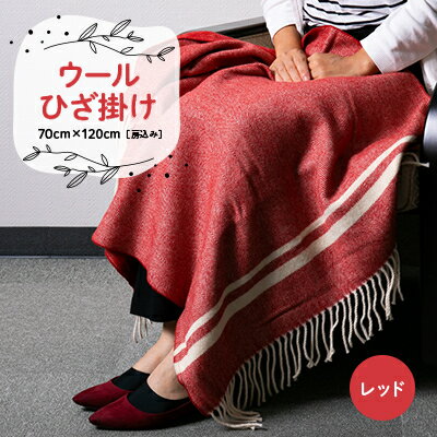 【ふるさと納税】ウールひざ掛け　70cm×120cm(房込み)　レッド【1410475】