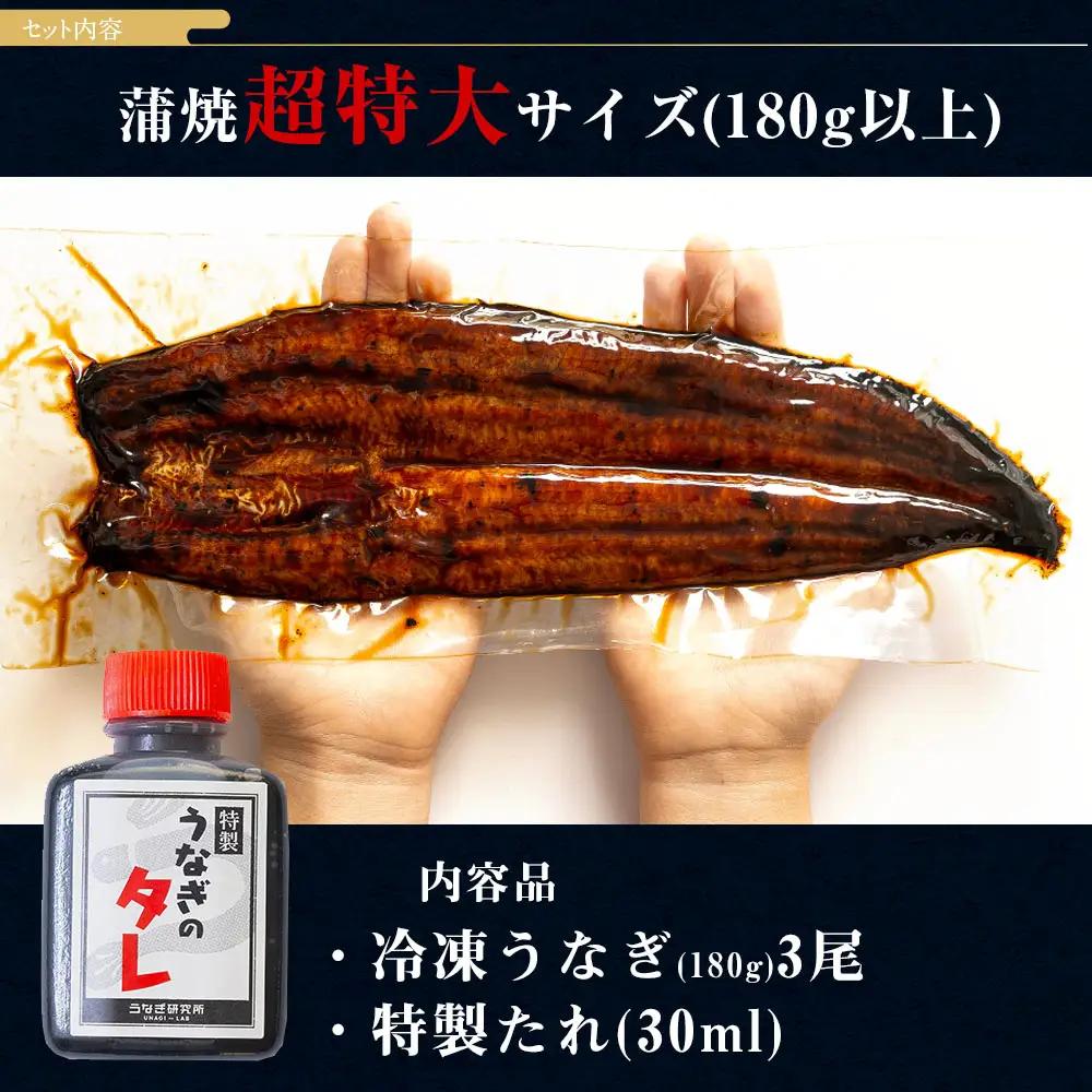 【期間限定】三河一色産うなぎ蒲焼超特大3尾(計540g以上)・R047-26