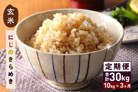 玄米 にじのきらめき 10kg 3ヵ月 定期便 (合計30kg) 米 FH-022