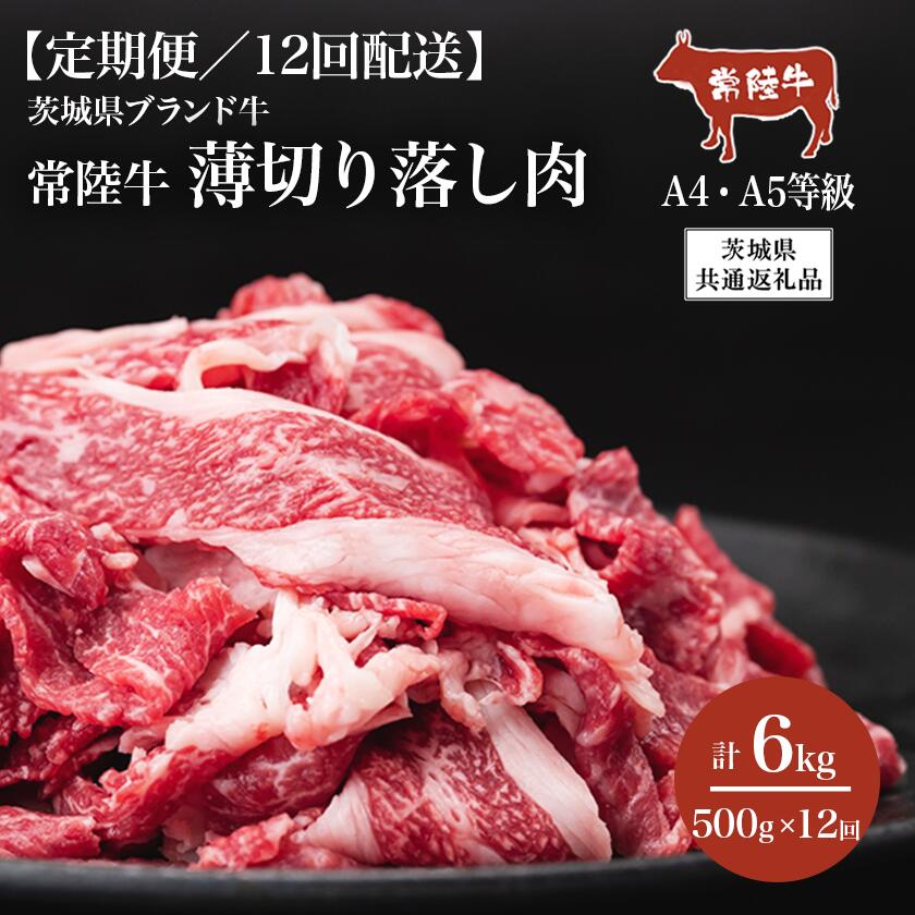 【ふるさと納税】【12ヶ月定期便】常陸牛A4・A5規格 薄切り落し肉 500g【茨城県共通返礼品】 | 茨城県 つくば市 牛肉 常陸牛 肉 ブランド肉 和牛 切り落とし 薄切り すきしゃぶ しゃぶしゃぶ 牛丼 煮物 茨城県産 国産 地産地消 料理 冷凍 人気 おすすめ