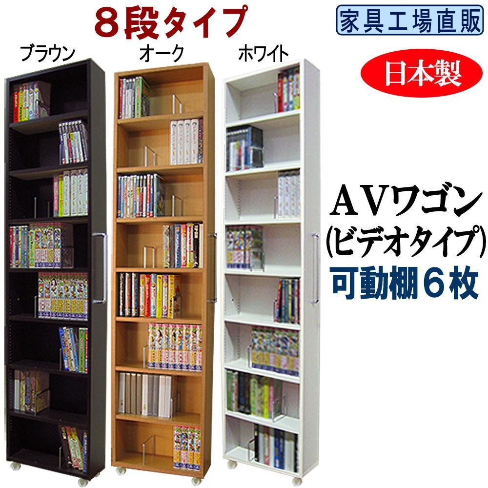 
                  【選べるカラー】全3色 × 可動棚6枚入すき間収納 AVワゴン8段タイプ
                