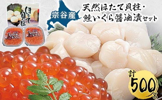 ＜宗谷産＞冷凍ほたて貝柱300g&鮭いくら醤油漬200g(100g×2)セット 小分け 刺身 海鮮【1063765】