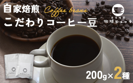 自家焙煎珈琲 こだわり コーヒー豆 400g （200g×2袋）