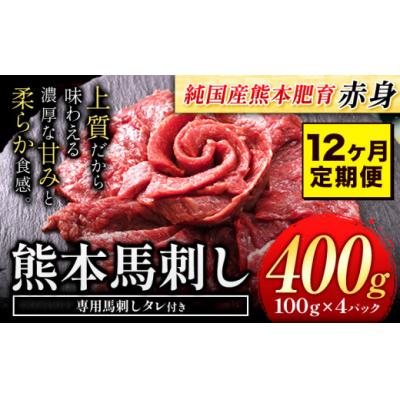 ふるさと納税 氷川町 【12ヶ月定期便】馬刺し 国産 馬刺し 赤身 馬刺し 400g【純国産熊本肥育】 生食用 冷凍