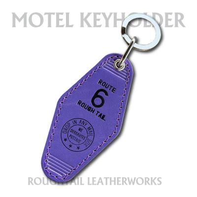 ふるさと納税 ひたちなか市 ラフテール【栃木レザー製牛革使用　モーテルキーホルダー】パープル×ブラック