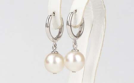 真珠 フープピアス 8.5～9.0mm 大珠 シルバー パール アクセサリー （859）