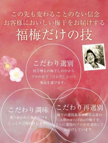 福梅本舗の最高級紀州南高梅　和歌山県産 ご家庭用 ほのか梅（塩分8％）産地直送 減塩 水あめ入り フルーティな梅干し 250ｇ