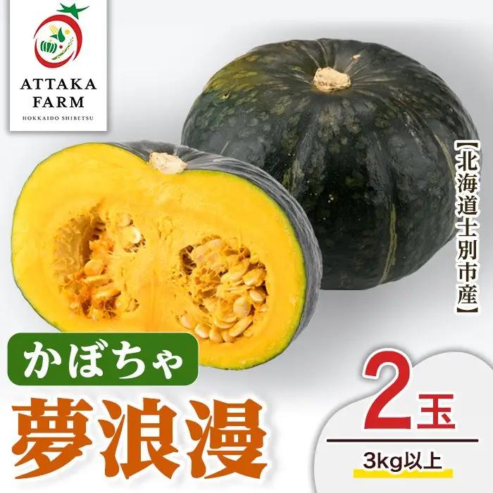 かぼちゃ 夢浪漫 2玉 3kg 先行予約 北海道 士別産 2026年9月上旬以降発送予定 【あったかふぁーむ】 A7134