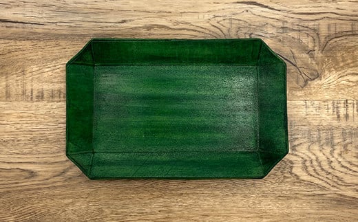 国産牛革　ヴィンテージレザートレイ　＜グリーン＞