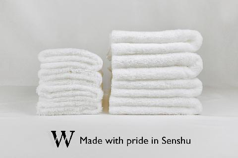 【高級ピマコットンを使用】ウォッシュタオル4枚　フェイスタオル４枚　ナチュラルホワイト　W premier plus(009_5074_01)