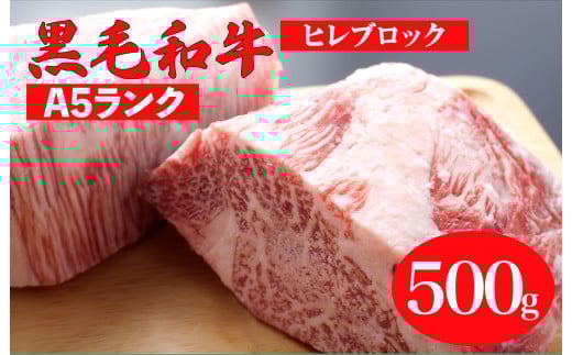黒毛和牛 A5ランク ヒレ ブロック 500g ソース付 和牛 冷蔵 冷蔵便 ブロック肉 牛肉 ヒレ肉 ヒレステーキ フィレ