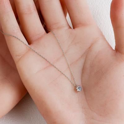 ふるさと納税 大津市 プラチナ900【0.2ct ラボダイヤモンドネックレス】4本づめカップ 未来の輝き 一粒ペンダント |  | 02