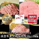 【ふるさと納税】【サシ入系おまとめ】佐賀牛希少部位焼肉3種盛り（200g×3種 合計600g）（BL089）