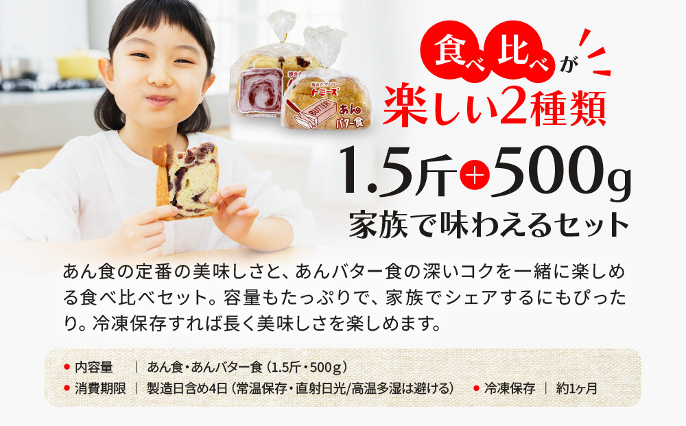 【トミーズ】あん食・あんバター食セット（1.5斤＋500ｇ）