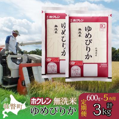 ふるさと納税 壮瞥町 【令和7年産】【5ヶ月定期配送】(無洗米600g)ホクレンゆめぴりか SBTD154