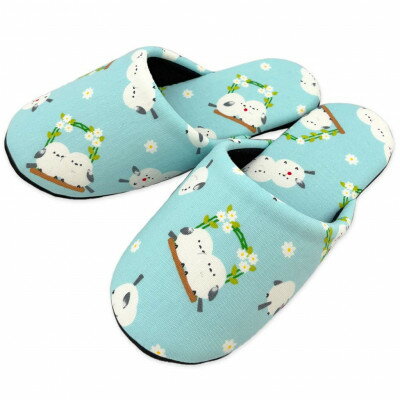 【ふるさと納税】花とシマエナガソフト子供用スリッパ 約22cmまで ブルー【1676648】