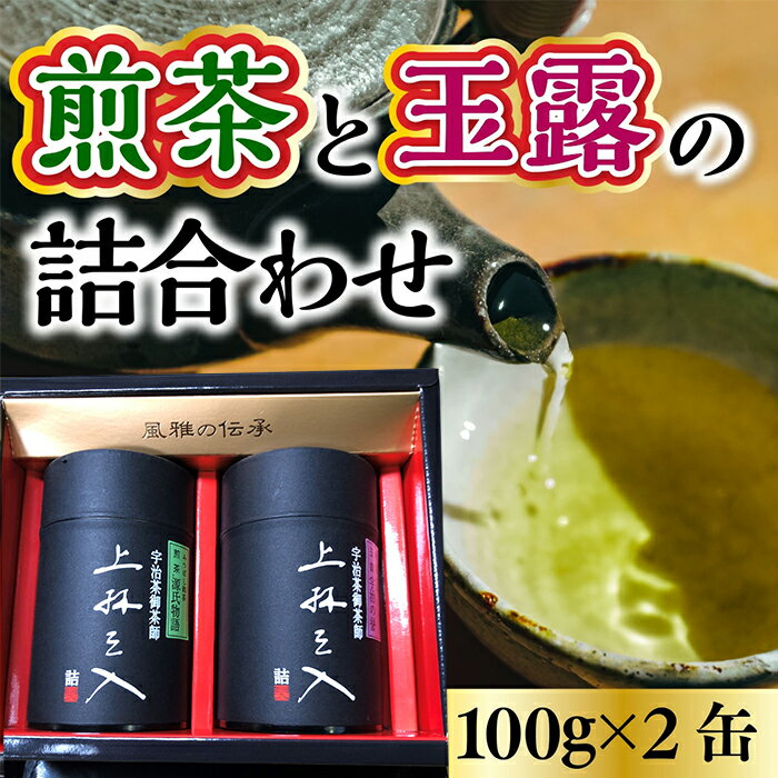 【ふるさと納税】煎茶と玉露の詰合わせ(100g×2缶) 京都 お土産 京都土産 日本茶 お抹茶 宇治茶 緑茶 グリーンティー お茶 ギフト 【uj-AU001】【三星園上林三入本店】