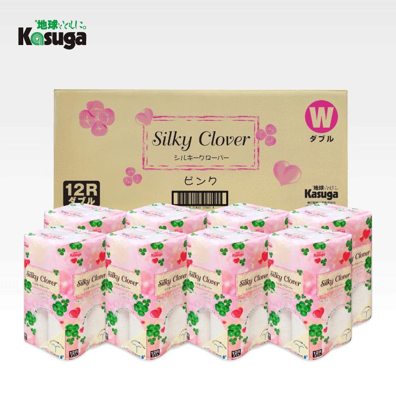 シルキークローバーピンク　トイレットペーパー96Rダブル　ふんわり　日用品 (a1667)