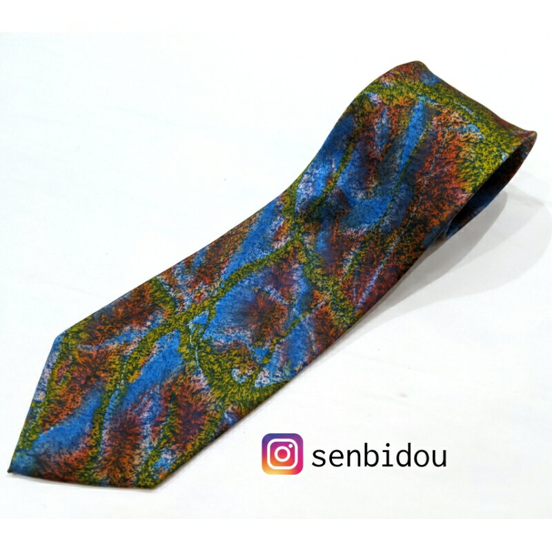 【ふるさと納税】【限定　1点物】墨流し染　シルク　ネクタイ　粘性体モダンカラー／染美堂　絹　サテン織　奈良県　葛城市