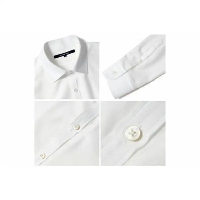 DJS-777 decollouomo メンズドレスシャツ 長袖（生地／オーヴァーチュア）スタンダードタイプ　ピュアホワイト／SMサイズ