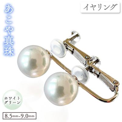 ふるさと納税 笠岡市 あこや真珠(ホワイトグリーンのイヤリング8.5mm〜9.0mm)ケース付き【F-04-WG ER】