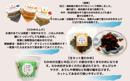 鳴門わかめお楽しみセット　鳴門わかめ　あおさのり　佃煮　キムチ　味噌汁　きんぴら　おでん　煮物　セット　敬老の日　お歳暮　わかめ