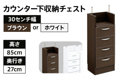
30センチ幅カウンター下収納チェスト 完成品 BRとホワイトの2色対応 北欧風モダン収納庫 ホーム 【開梱／設置】 CI009_P
