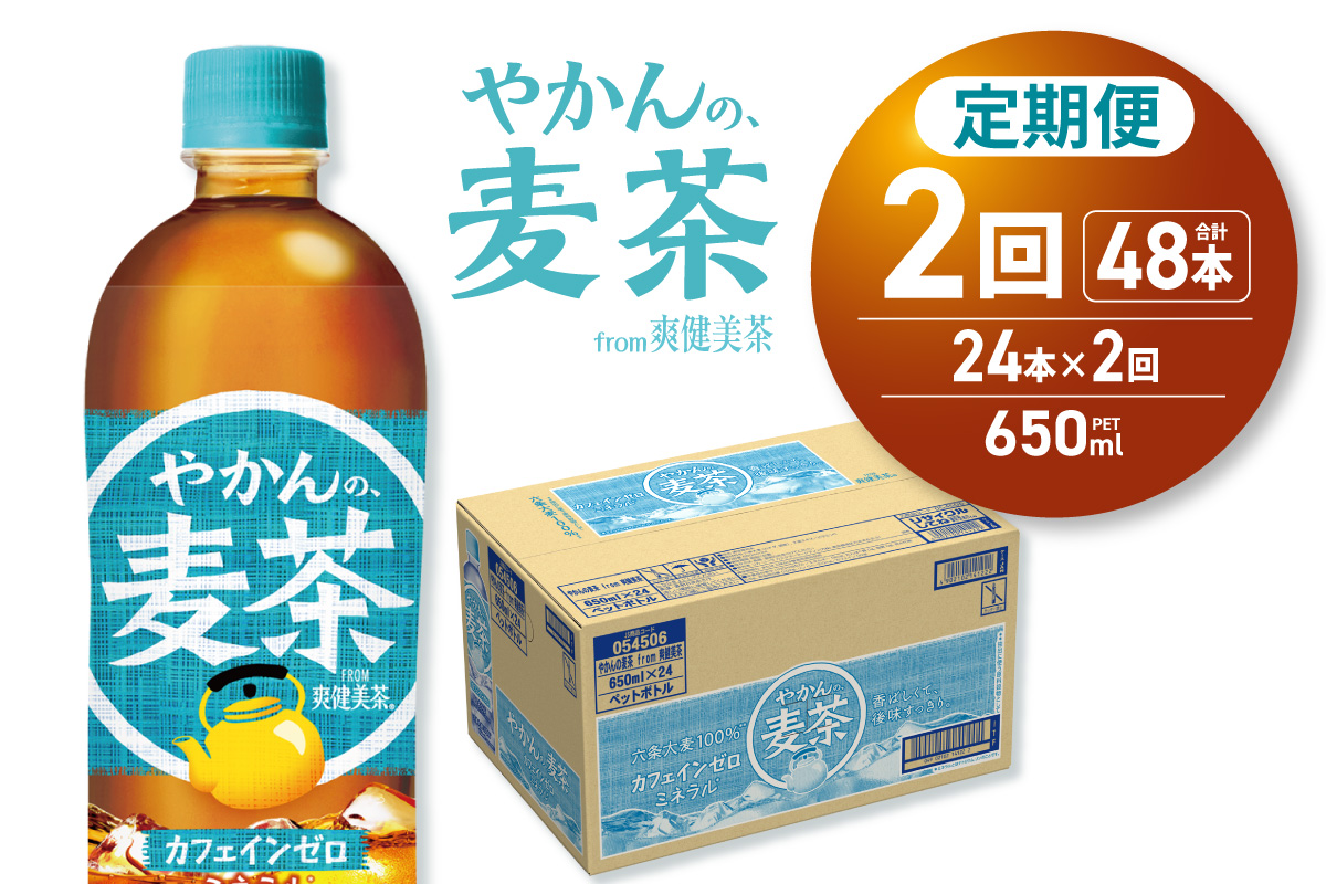 【２ヶ月定期便】やかんの麦茶 from 爽健美茶 650mlPET×24本｜飲料 ドリンク 飲み物 お茶 北海道 札幌市