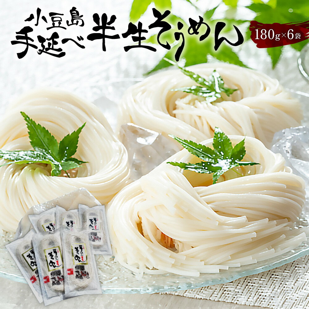 【ふるさと納税】小豆島手延べ半生そうめん 180g×6袋入 | 香川 香川県 そうめん 小豆島 小豆島町 四国 お土産 お取り寄せ グルメ ご当地 名産品 特産品 素麺 小豆島素麺 そーめん 麺類 麺 食べ物 小豆島そうめん 取り寄せ お礼 手延べ