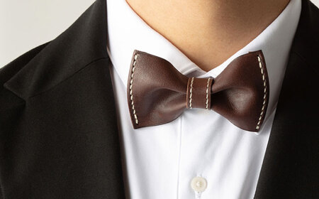 【ワインレッド】本格レザー蝶ネクタイ / レザー レザークラフト 革 本革 小物 ネクタイ レザー小物 【kazu Gee factory】 [OBG001]