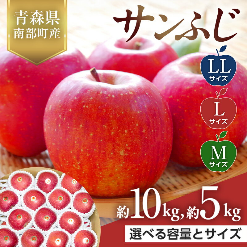 【ふるさと納税】 《選べる容量とサイズ》 青森県産 サンふじ LLサイズ・Lサイズ・Mサイズ／5kg・10kg 【佐々木あきおはるこ農園】 青森りんご リンゴ 林檎 アップル あおもり 青森県 南部町 三戸 果物 くだもの フルーツ F21U-546var