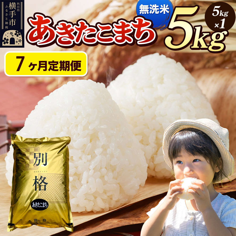 《令和7年産》《定期便7ヶ月》 米 あきたこまち 5kg 【無洗米】 秋田県産