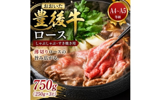 ＜厳選部位＞＜A4～A5＞おおいた豊後牛ロースしゃぶしゃぶすき焼き用 750g(250g×3p)【1764326】