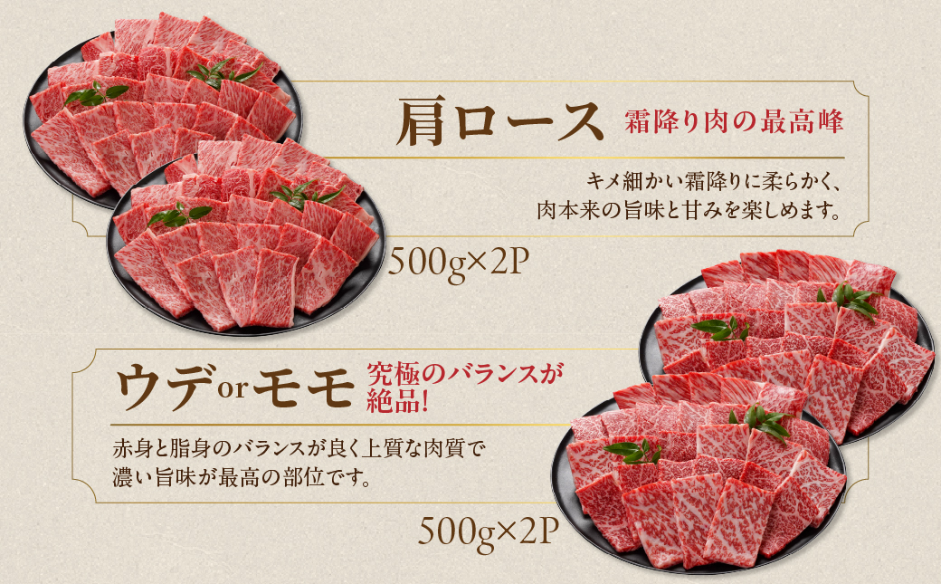 畜産農家応援! 宮崎牛焼肉2種セット500g×4パック+豚肉ハンバーグ100g×4個≪みやこんじょ快速便≫_32-N202-R-ESH