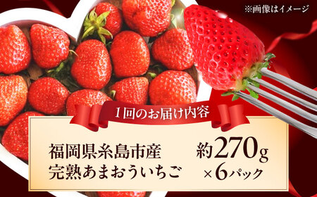 【先行受付】【全3回定期便】糸島市産 完熟 あまおう いちご（約270g×6P）【27年3月以降順次発送】 糸島市 / mhshops [AKQ006]  あまおう