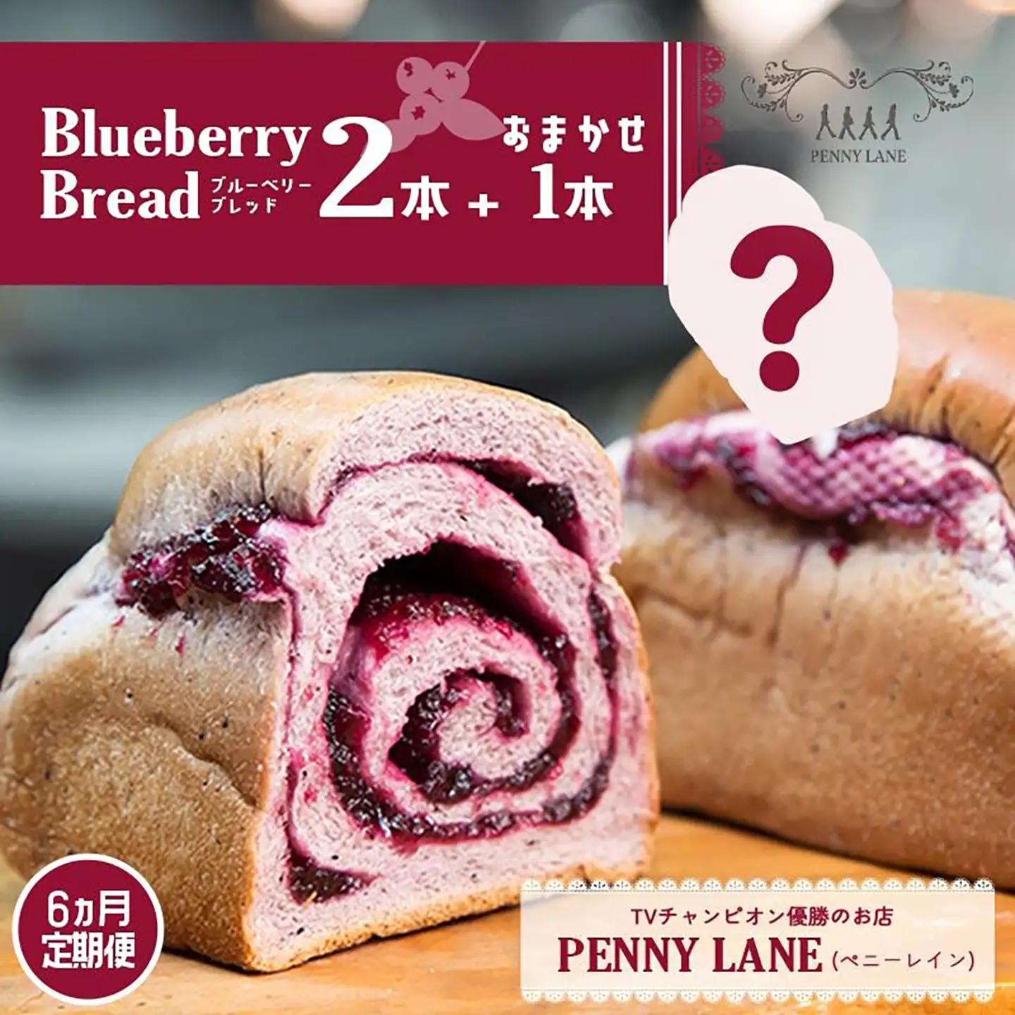 6ヵ月定期便 ブルーベリーブレッド2本＋おまかせ1本セット パン ベリー