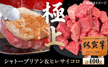 佐賀牛 ヒレセット 計400g（シャトーブリアン・ヒレサイコロステーキ 各200g）[UEM065]