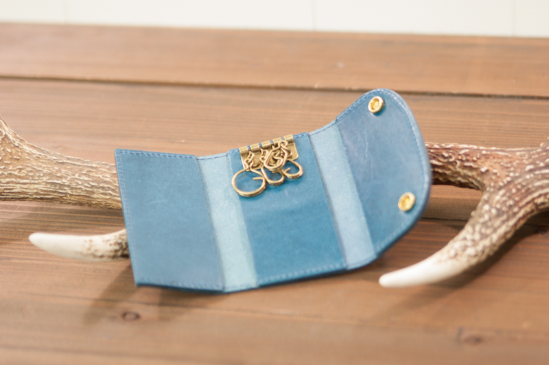 本革 キーケース 日本製 レザー 革製品 高級 Bliss ピット鞣し WH-08 ブルー