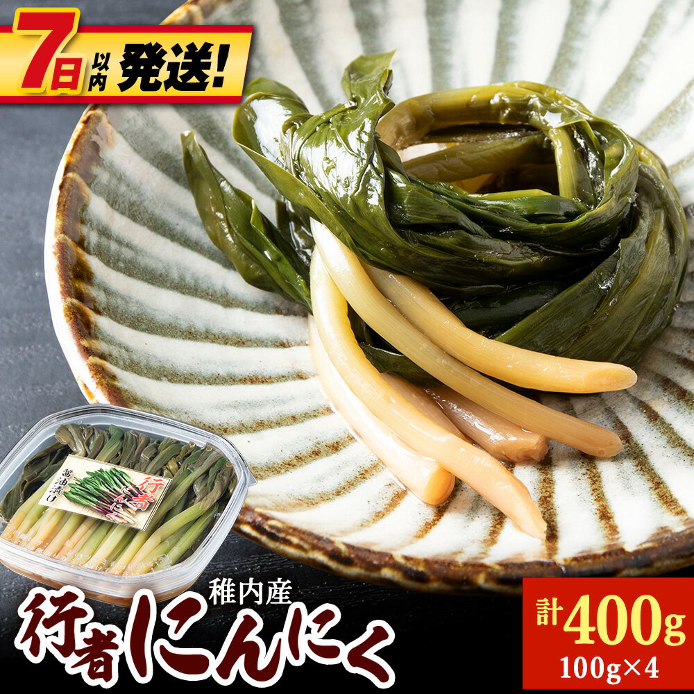 【ふるさと納税】稚内産 行者にんにく醤油漬け 100g×4パック山菜 行者にんにく 行者 大蒜 醤油 加工品 北海道ふるさと納税 稚内 ふるさと納税 北海道 【配送不可地域：離島・沖縄県】