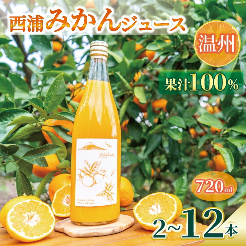 
            【先行予約_1月中旬発送】オレンジ ジュース ストレート 果汁 100％ 温州 みかん 720ml×2～12本 西浦 蜜柑 濃厚 飲み物 ミカン 人気 贈答用 静岡 沼津 NMZc
          