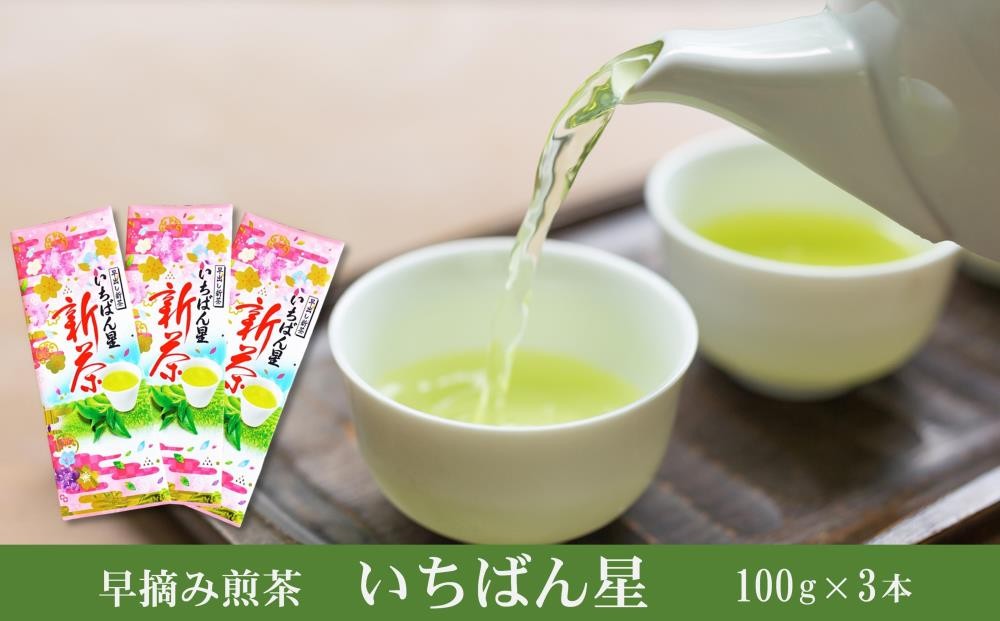 
                  【新茶特急便】早摘み煎茶いちばん星(100g入×3本)〈煎茶 お茶 茶 緑茶 新茶 茶葉 早摘み〉 n01116
                