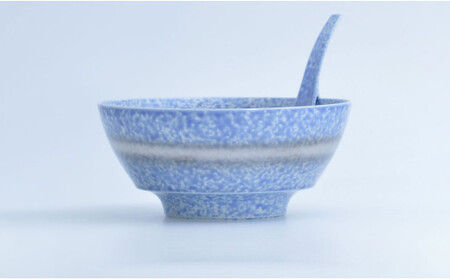 A25-352 まるぶん 超人気！究極のラーメン鉢 茶吹金帯・青吹プラチナ帯ペア（レンゲ付）