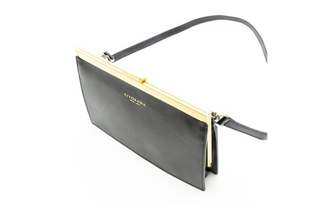バッグ KIYOKAWA 2way ポシェット AURDEY AUD001 カバン 革 牛革 牛革製 かばん 鞄 ショルダー ファッション 口金 国産 日本製  ブラック